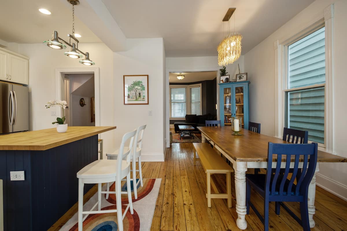 Dining room with French doors to the patio